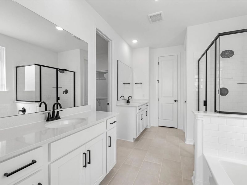 Primary bathroom. Note: Sample product photo - actual exterior and interior selections may vary by homesite
