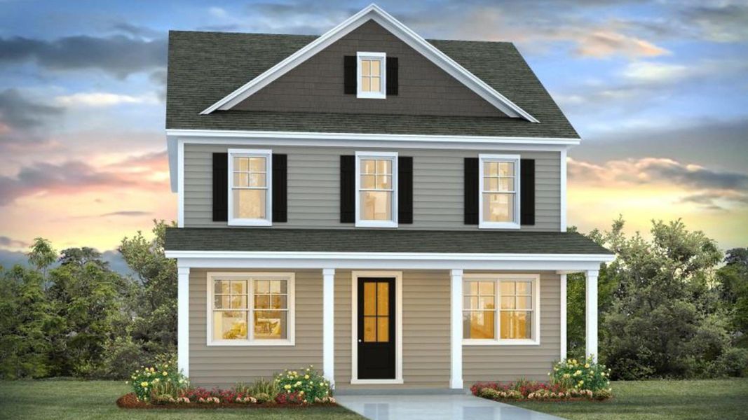 Representative exterior photo of a completed home built from the SPRUCEWOOD by D.R. Horton in Sheep Island, Summerville, SC (Image 1).