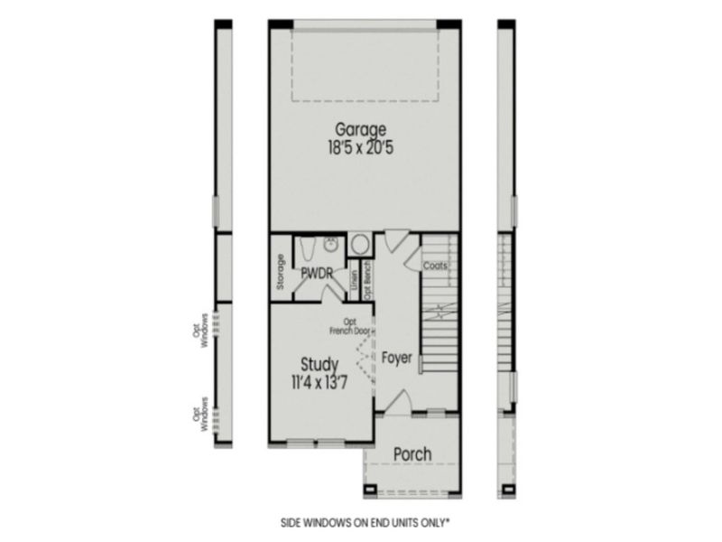 2D floor plan layout for the The Avery Exterior by Davidson Homes LLC in Forestville Yard Townhomes, Knightdale, NC (Image 1). 2D floor plan layout for the The Avery Exterior by Davidson Homes LLC in Forestville Yard Townhomes, Knightdale, NC (Image 1).