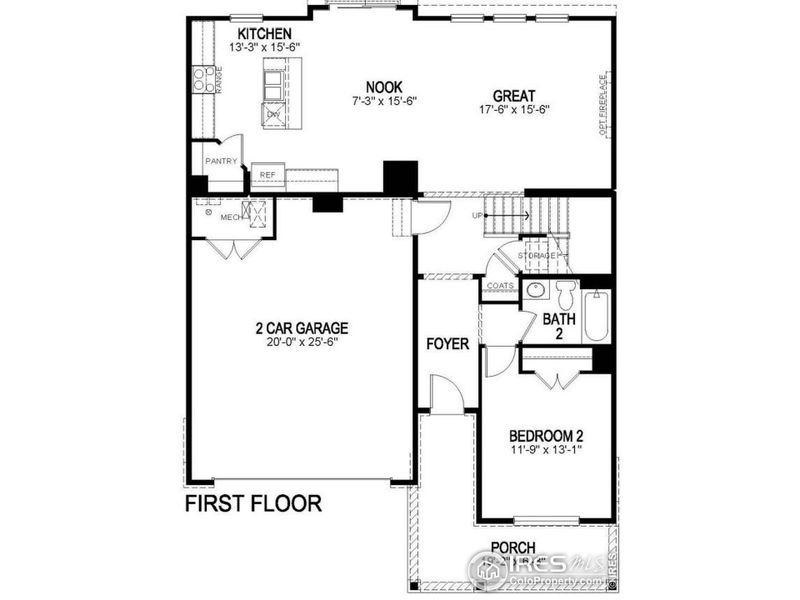2D floor plan layout of this home in Fossil Creek Ranch, Windsor, CO (Image 3).