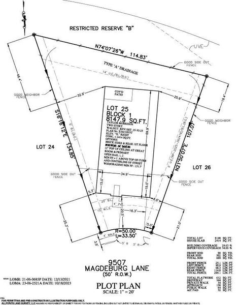 9507 Magdeburg Lane Preliminary Plot Plan 9507 Magdeburg Lane Preliminary Plot Plan