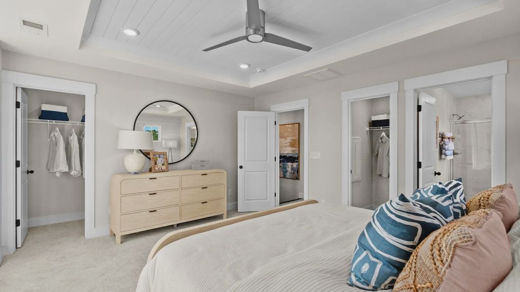 The Brookgreen primary suite at Seabreeze offers space, style, and everyday luxury. The Brookgreen primary suite at Seabreeze offers space, style, and everyday luxury.