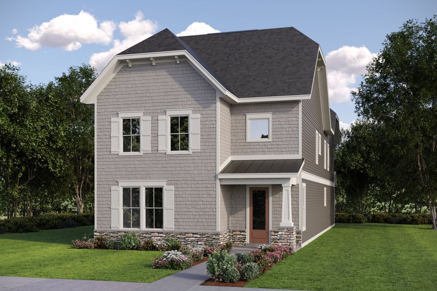 Representative exterior photo of a completed home built from the Hadley by Baker Residential in Atwater Station - Village Collection, Fuquay Varina, NC (Image 14). Representative exterior photo of a completed home built from the Hadley by Baker Residential in Atwater Station - Village Collection, Fuquay Varina, NC (Image 14).