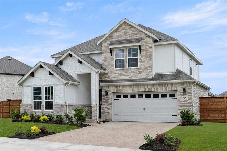 Front exterior of a new home in Solterra, Mesquite, TX, highlighting curb appeal (Image 24).