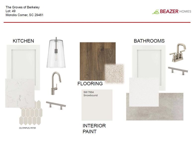 Sample of building materials used in homes in The Groves of Berkeley, Moncks Corner (Image 25).