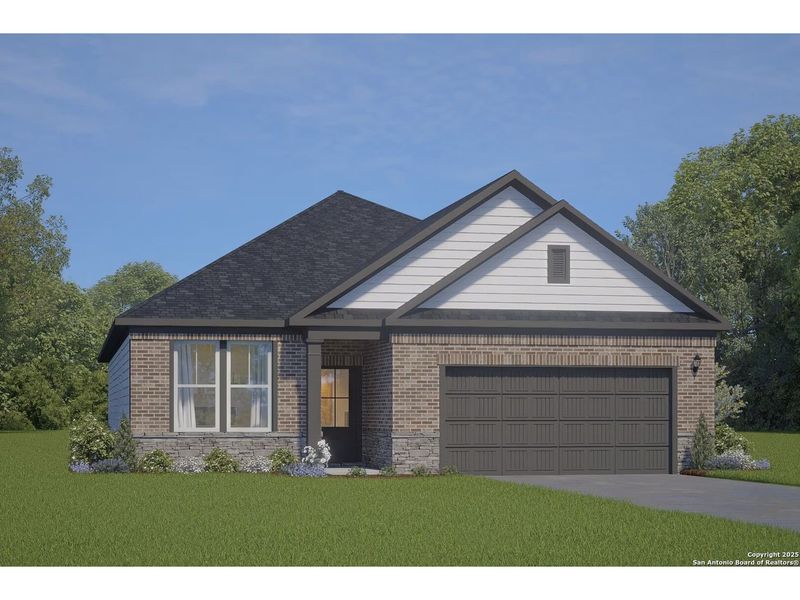 Front exterior of a new home in Royal Crest, San Antonio, TX, highlighting curb appeal (Image 1). Front exterior of a new home in Royal Crest, San Antonio, TX, highlighting curb appeal (Image 1).