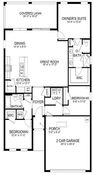 2D floor plan layout of this home in Mockingbird Reserve at Winding Oaks, Ocala, FL (Image 4).