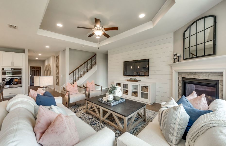 Gathering room with view of kitchen and dining nook