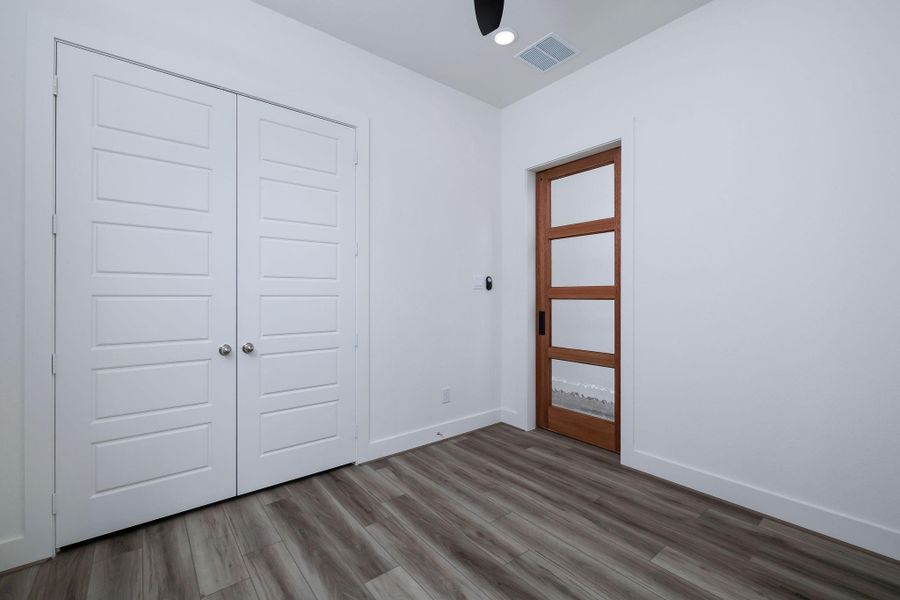 Mahogany and glass soft close barn door