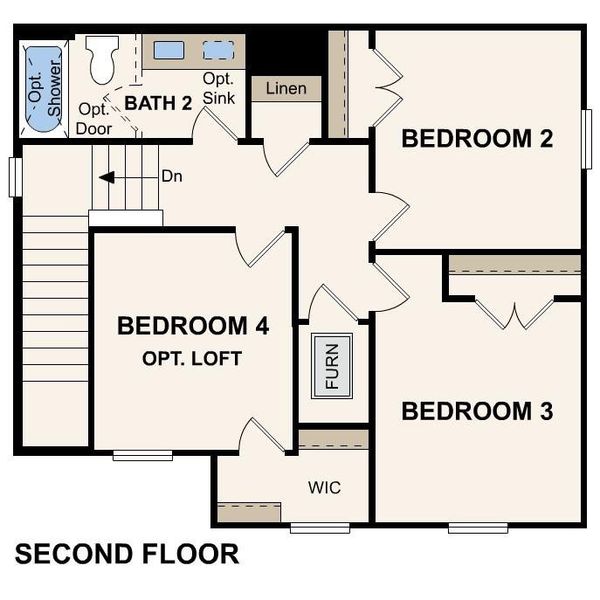 2D floor plan layout of this home in Trinity Ranch, Elgin, TX (Image 4).