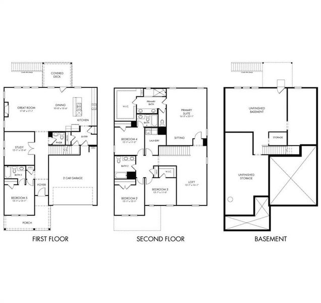 2D floor plan layout of this home in Martin Springs - Estate Series, Lawrenceville, GA (Image 3).
