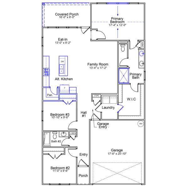 2D floor plan layout of this home in Fairway Woods at Wyboo, Manning, SC (Image 3).