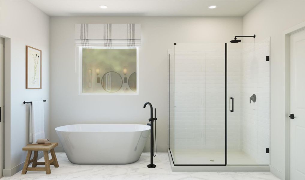 Serene primary bath (*Artist rendering used for illustration purposes only.)