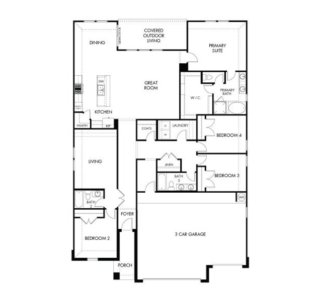 2D floor plan layout for the The Liberty (530) by Meritage Homes in Prairie Winds - Executive Collection, Hutto, TX (Image 3). 2D floor plan layout for the The Liberty (530) by Meritage Homes in Prairie Winds - Executive Collection, Hutto, TX (Image 3).