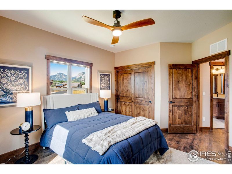 Upstairs bedroom with Alder doors
