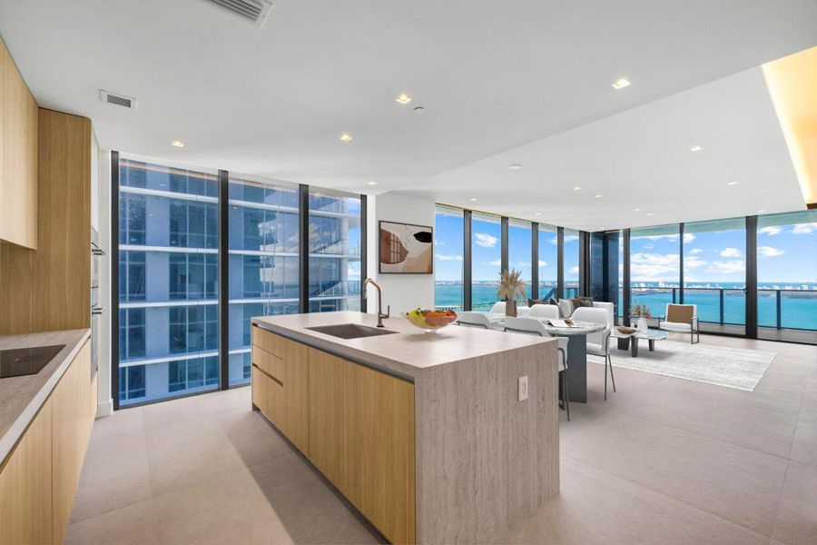 Virtually Staged Kitchen/Living