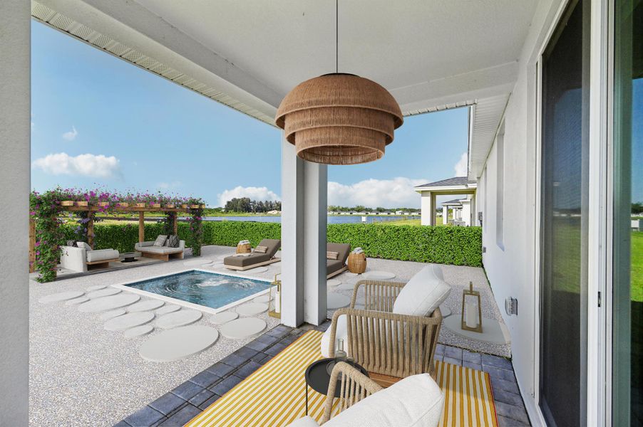 Exterior details and patio area of a home in Hampton Park - Classic Series, Vero Beach (Image 3). Exterior details and patio area of a home in Hampton Park - Classic Series, Vero Beach (Image 3).