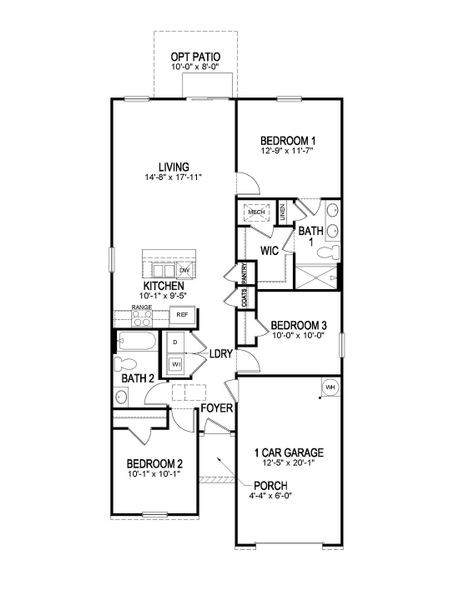 2D floor plan layout of this home in Parkside Point, Portland, TN (Image 3).