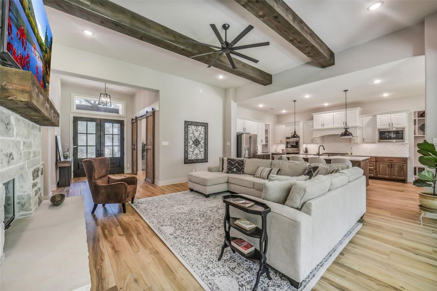 View from the family room toward the kitchen and entry. View from the family room toward the kitchen and entry.