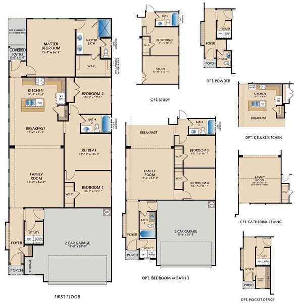 2D floor plan layout for the Palmetto by Pacesetter Homes in Keeneland, Aubrey, TX (Image 4).