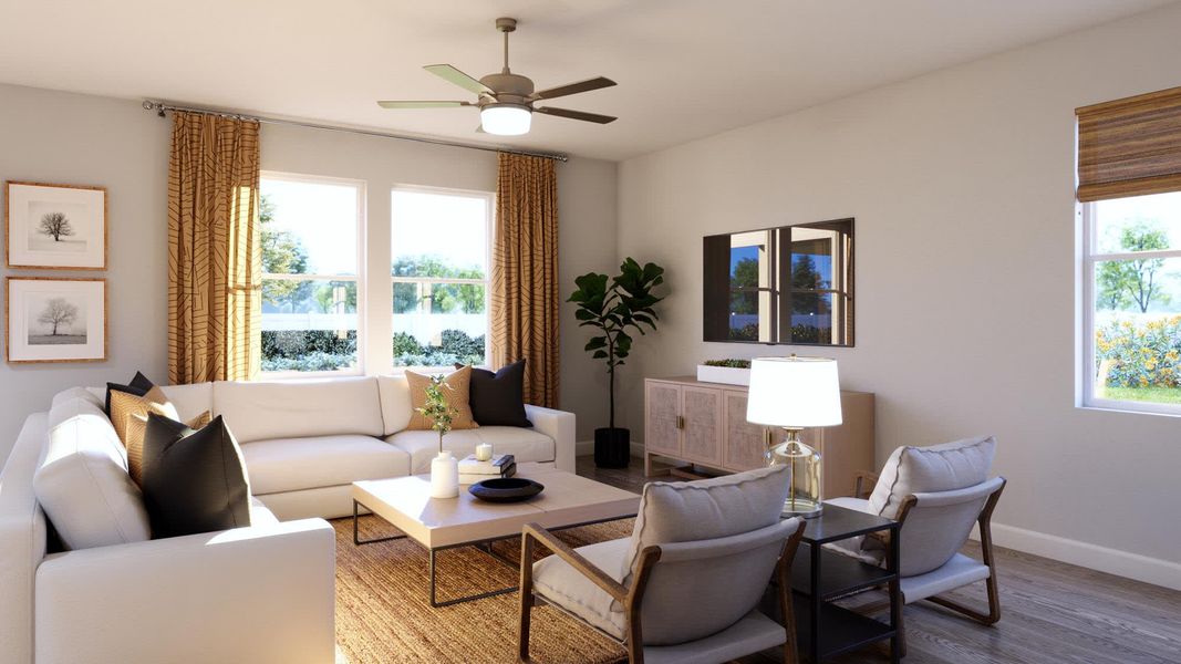 Great Room | Lotus at Harrell Oaks in Orlando, FL by Landsea Homes