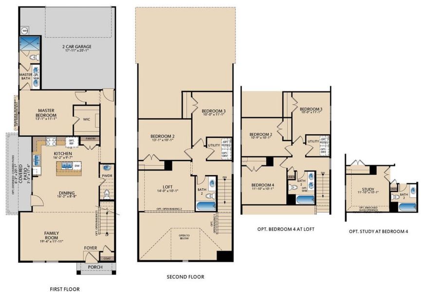 2D floor plan layout for the Overdale by Pacesetter Homes in Elevon, Lavon, TX (Image 4).