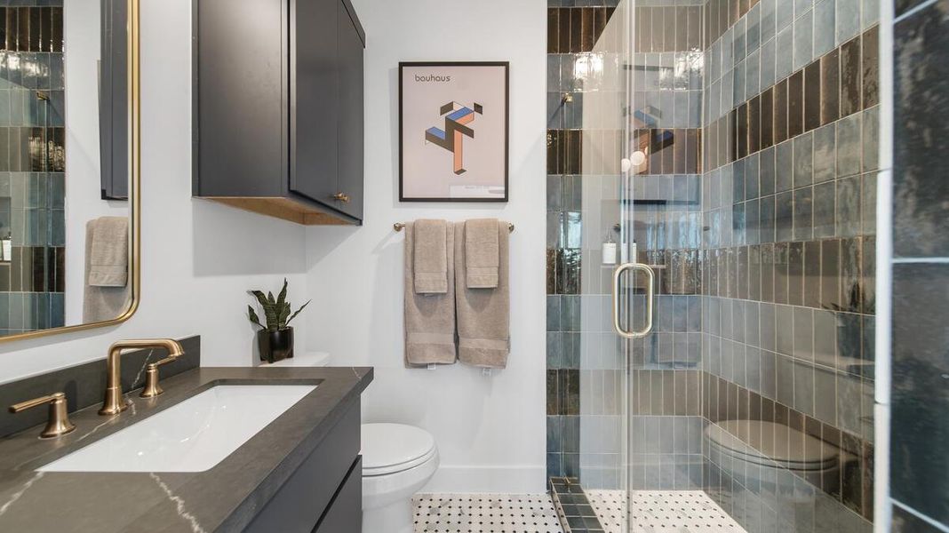 Each secondary bedroom in the home has its own bath. Representative image. Each secondary bedroom in the home has its own bath. Representative image.