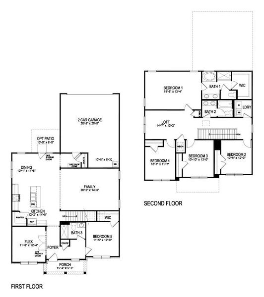 2D floor plan layout for the FAYETTE II by D.R. Horton in Braselton Village, Braselton, GA (Image 3).