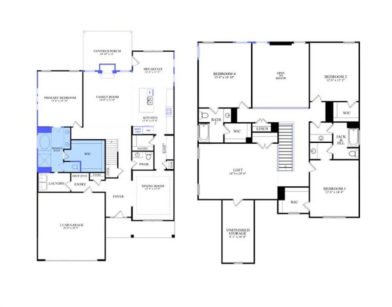 2D floor plan layout of this home in Twin Lakes, Hoschton, GA (Image 5).