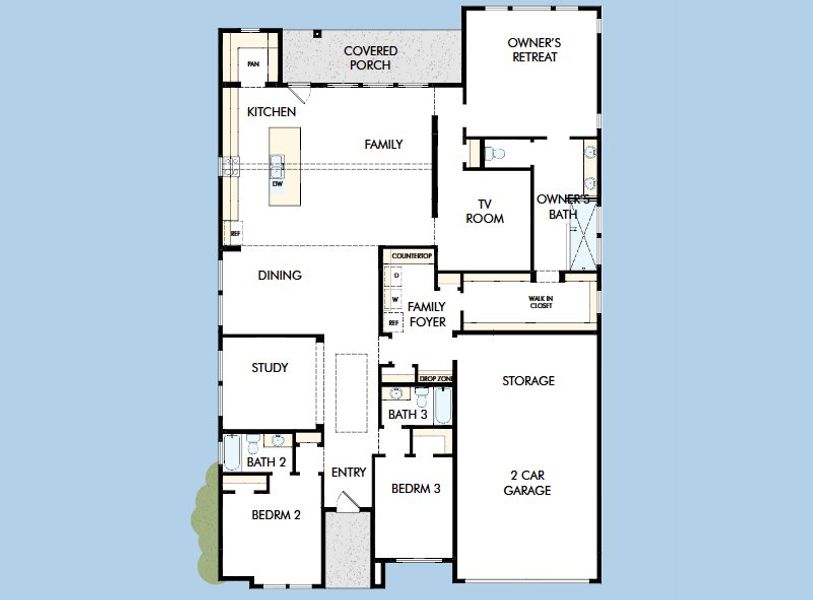 2D floor plan layout for the The Copperchase by David Weekley Homes in Kissing Tree – Summit Series, San Marcos, TX (Image 3). 2D floor plan layout for the The Copperchase by David Weekley Homes in Kissing Tree – Summit Series, San Marcos, TX (Image 3).
