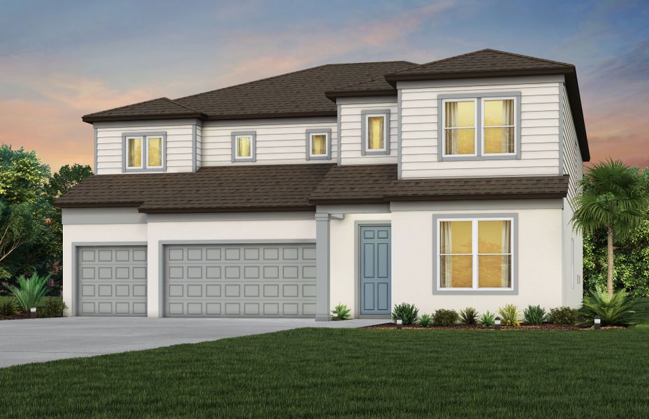Representative exterior photo of a completed home built from the Roseland by Pulte Homes in Riversong, Parrish, FL (Image 2). Representative exterior photo of a completed home built from the Roseland by Pulte Homes in Riversong, Parrish, FL (Image 2).
