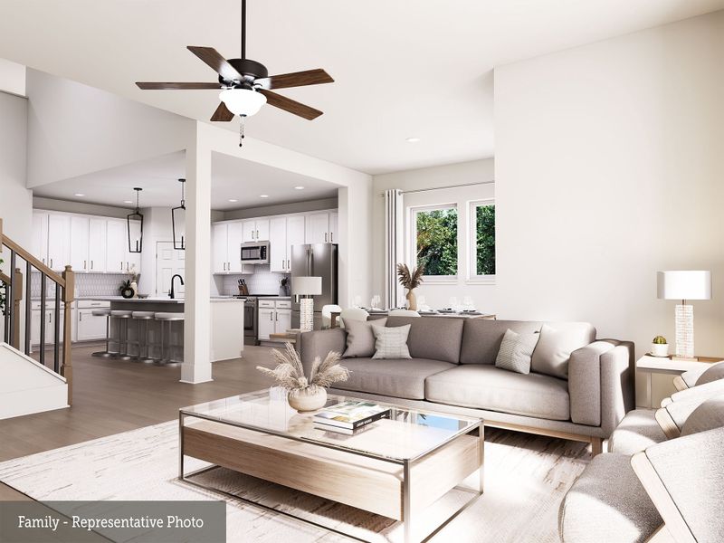 Furnished interior view inside a new home in Beacon Point at Lago Mar - Retreat Collection, Texas City (Image 12).