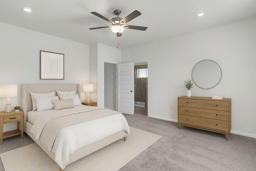 Spacious master bedroom with an en-suite bathroom Spacious master bedroom with an en-suite bathroom