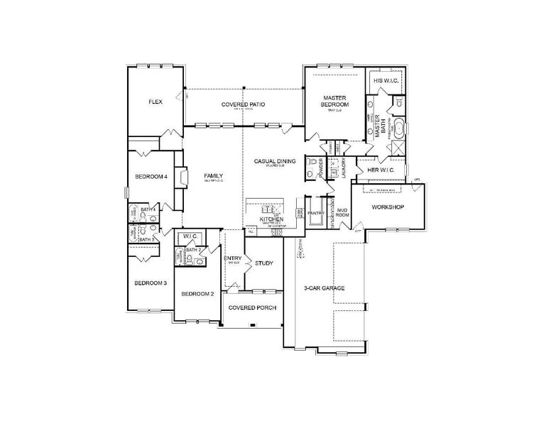 2D floor plan layout for the 3458 by Gracepoint Homes in Chapel Bend, Montgomery, TX (Image 3). 2D floor plan layout for the 3458 by Gracepoint Homes in Chapel Bend, Montgomery, TX (Image 3).