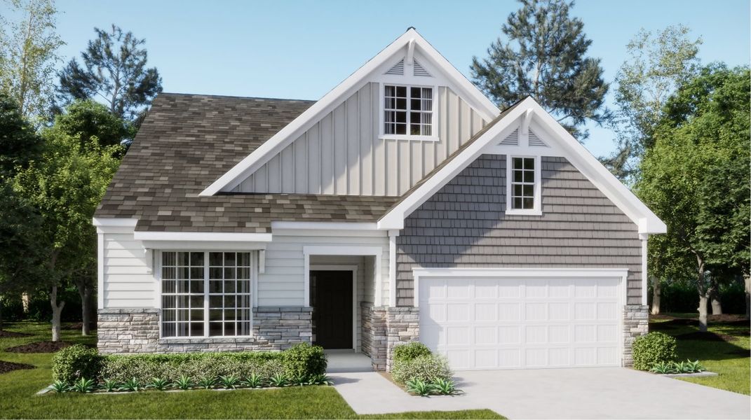 Front exterior of a new home in Roselyn, Lancaster, SC, highlighting curb appeal (Image 1). Front exterior of a new home in Roselyn, Lancaster, SC, highlighting curb appeal (Image 1).