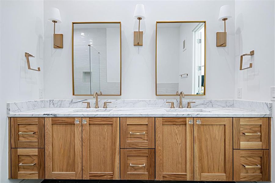 A spa-inspired primary bath featuring dual vanities, a soaking tub and a walk-in shower, combining luxury and tranquility!
(Photo of model showroom) A spa-inspired primary bath featuring dual vanities, a soaking tub and a walk-in shower, combining luxury and tranquility!
(Photo of model showroom)