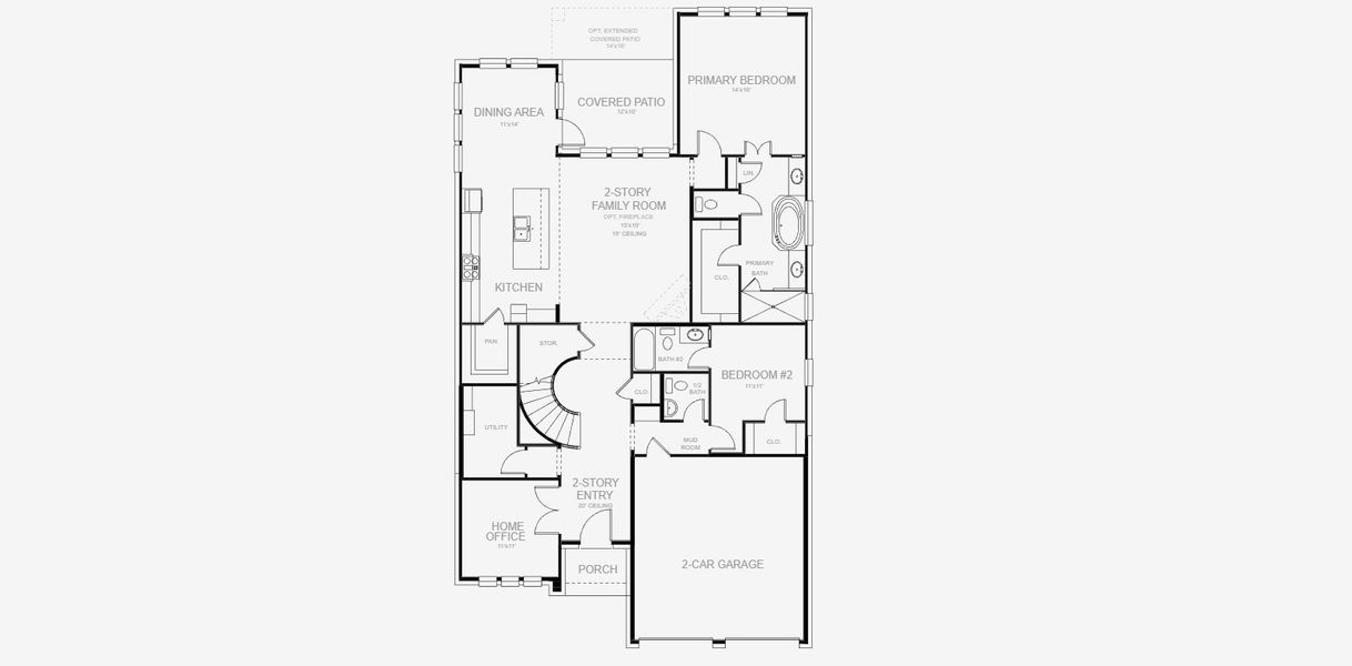 2D floor plan layout for the 2796W by Perry Homes in The Parklands, Santa Clara, TX (Image 4).