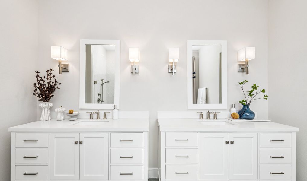 Primary bath with dual vanities Primary bath with dual vanities