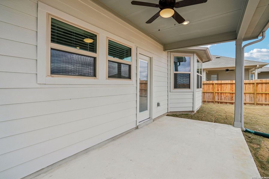 Exterior details and patio area of a home in Legendary Trails - Premier Series, Cibolo (Image 24).