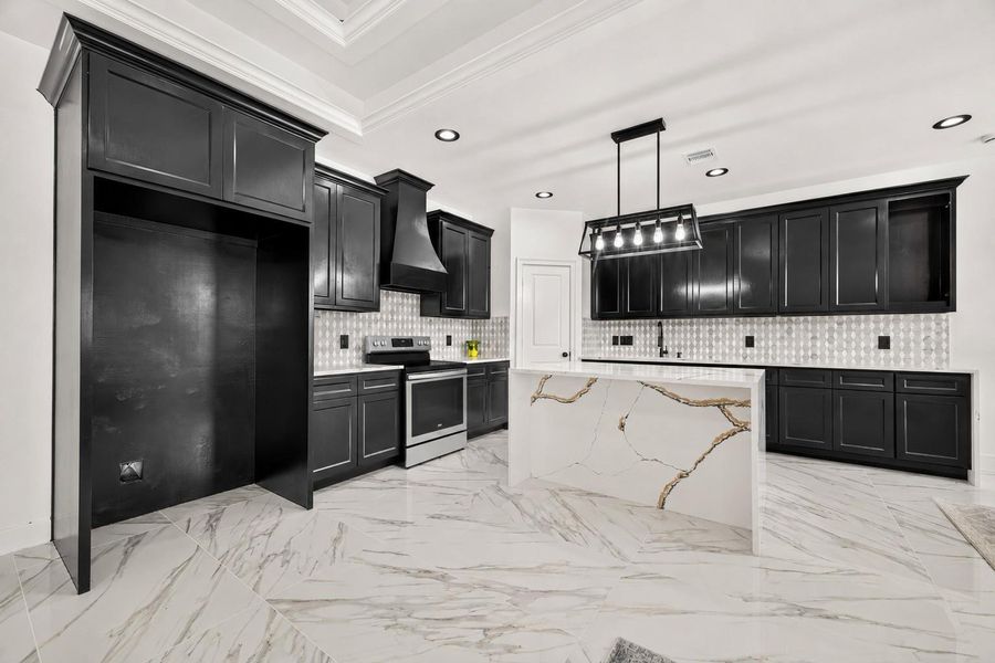 Stunning custom kitchen with propane connections designed with both beauty and functionality in mind.