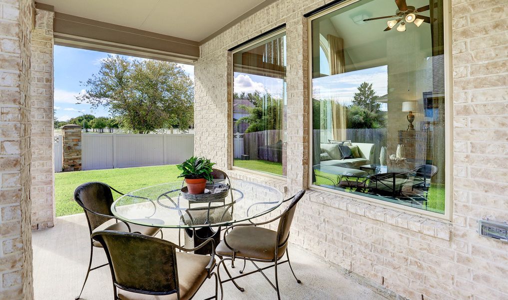 Covered patio in backyard