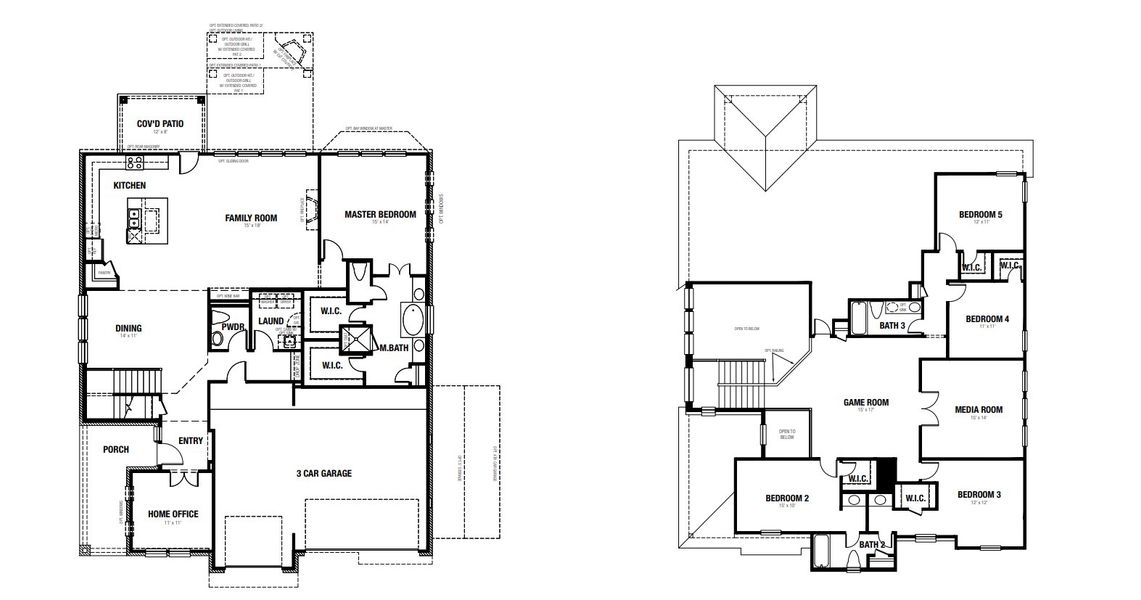 2D floor plan layout for the Nueces by Scott Felder Homes in East View Farms, Georgetown, TX (Image 3).