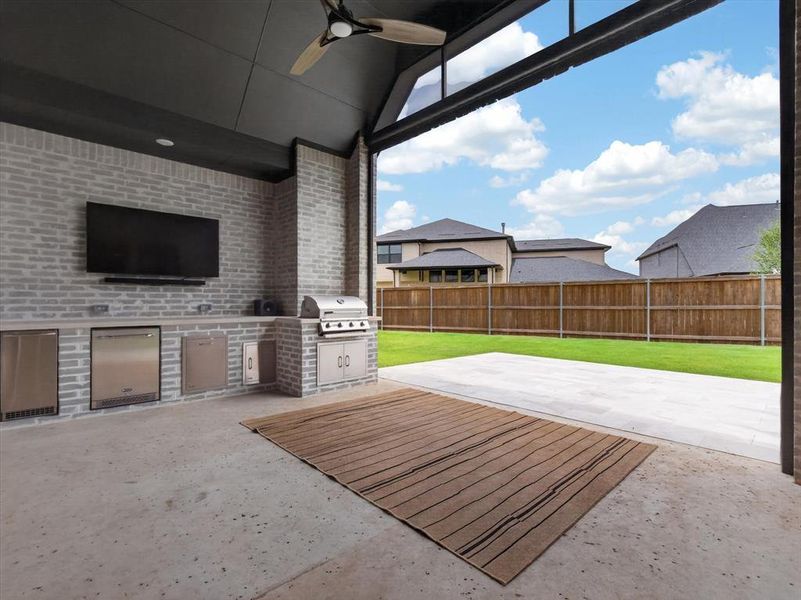 Exterior details and patio area of a home in Light Farms Graham/Reagan, Celina (Image 25).