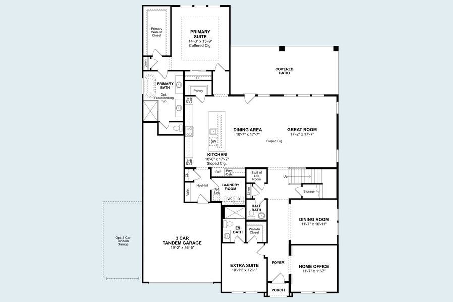 2D floor plan layout for the Stirling by K. Hovnanian® Homes in Westland Ranch - 70' Homesites, League City, TX (Image 17). 2D floor plan layout for the Stirling by K. Hovnanian® Homes in Westland Ranch - 70' Homesites, League City, TX (Image 17).