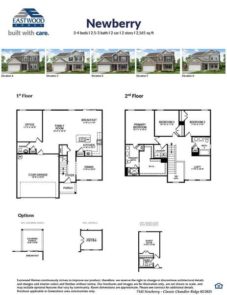 2D floor plan layout for the Newberry by Eastwood Homes in Chandler Ridge, McLeansville, NC (Image 3).