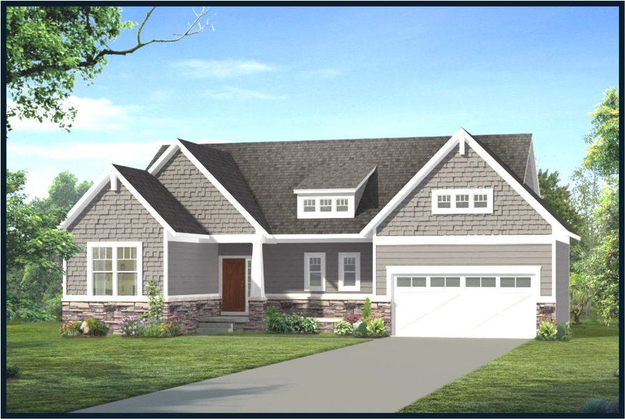 Representative exterior photo of a completed home built from the The Boulder by Norfolk Homes in Valleys, Jackson, MI (Image 23). Representative exterior photo of a completed home built from the The Boulder by Norfolk Homes in Valleys, Jackson, MI (Image 23).