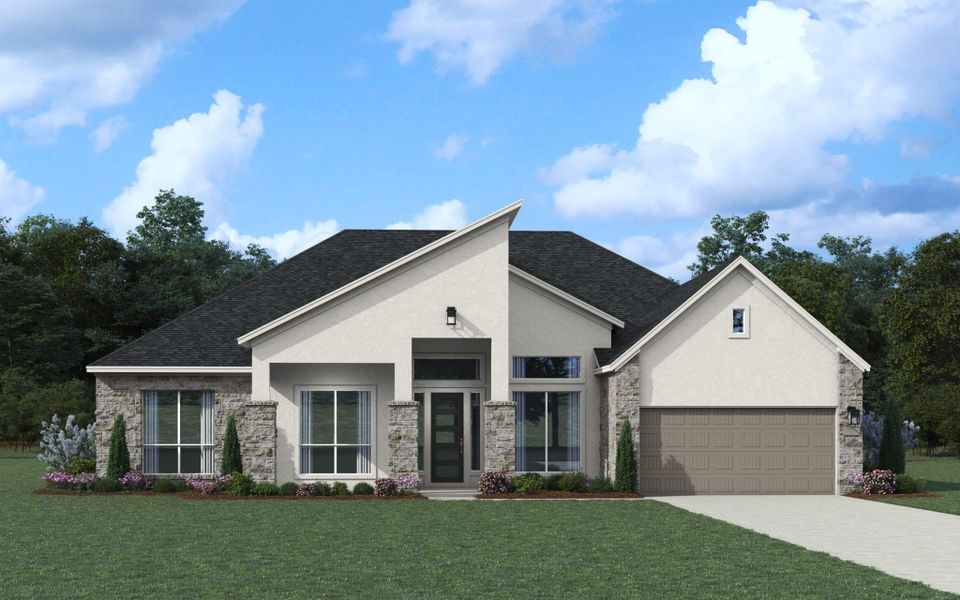 Representative exterior photo of a completed home built from the Kaylee 77′ by Chesmar Homes in Mesa Western, Cibolo, TX (Image 2).