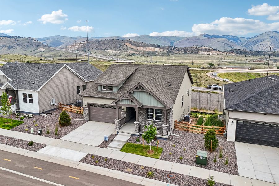 Front exterior of a new home in The Manors Collection at Golden Overlook, Lakewood, CO, highlighting curb appeal (Image 17). Front exterior of a new home in The Manors Collection at Golden Overlook, Lakewood, CO, highlighting curb appeal (Image 17).