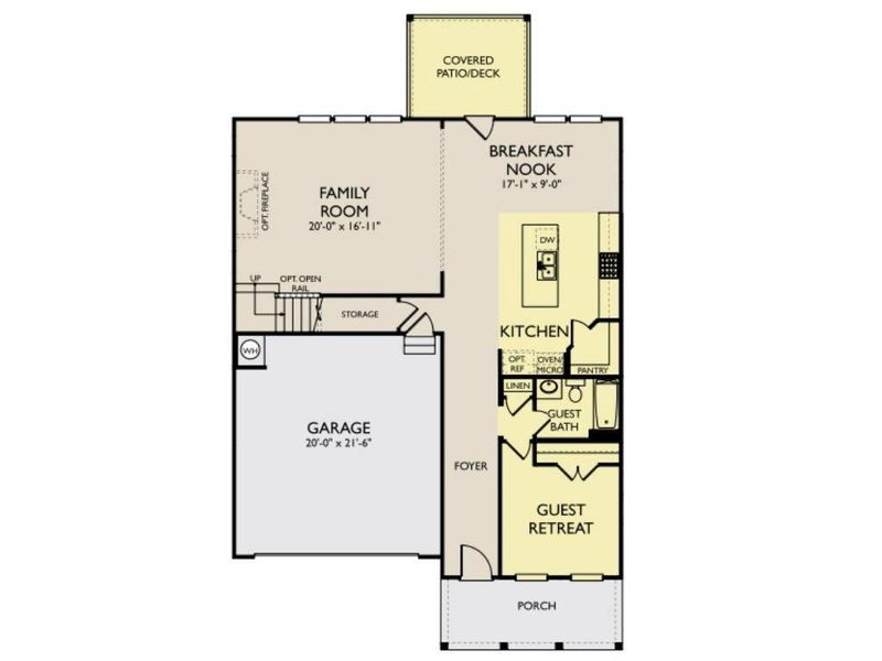 2D floor plan layout of this home in Arbors at Richland Creek, Buford, GA (Image 3).