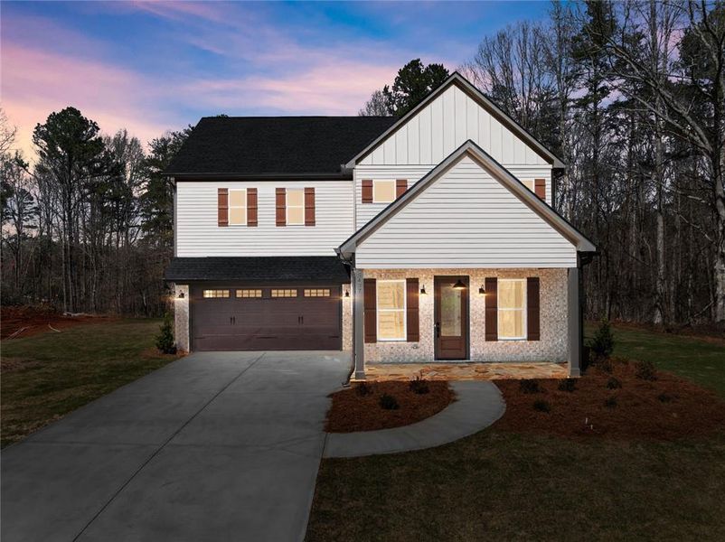 Front exterior of a new home in , Murrayville, GA, highlighting curb appeal (Image 2). Front exterior of a new home in , Murrayville, GA, highlighting curb appeal (Image 2).